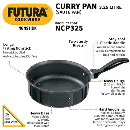Hawkins Futura Non-Stick Curry Pan 24 cm Diameter 3.25 L (NCP325) - PUSHMYCART