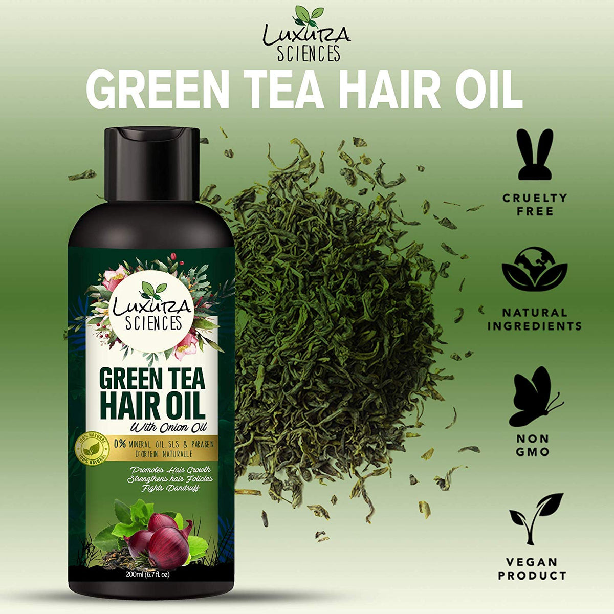 Luxura Sciences Green Tea Hair Oil with Onion Oil - PUSHMYCART