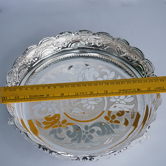 Pure Silver Floral Design Elephant Leg Plate Grams:513.7