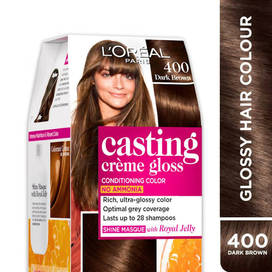 L'Oreal Paris Casting Creme Gloss Conditioning Hair Color | 400 Dark Brown - PUSHMYCART
