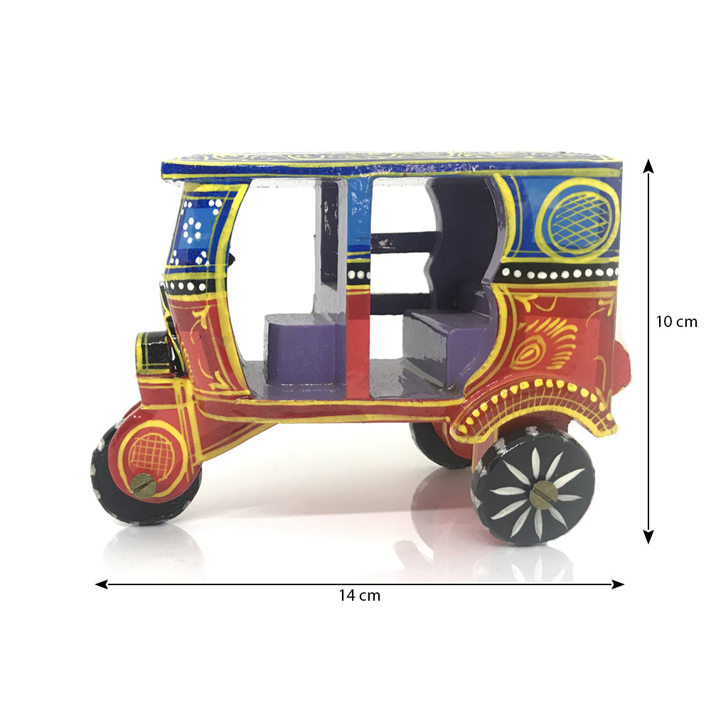 Handcrafted Wooden Auto Rickshaw Show Piece - Kondapalli Toys - PUSHMYCART