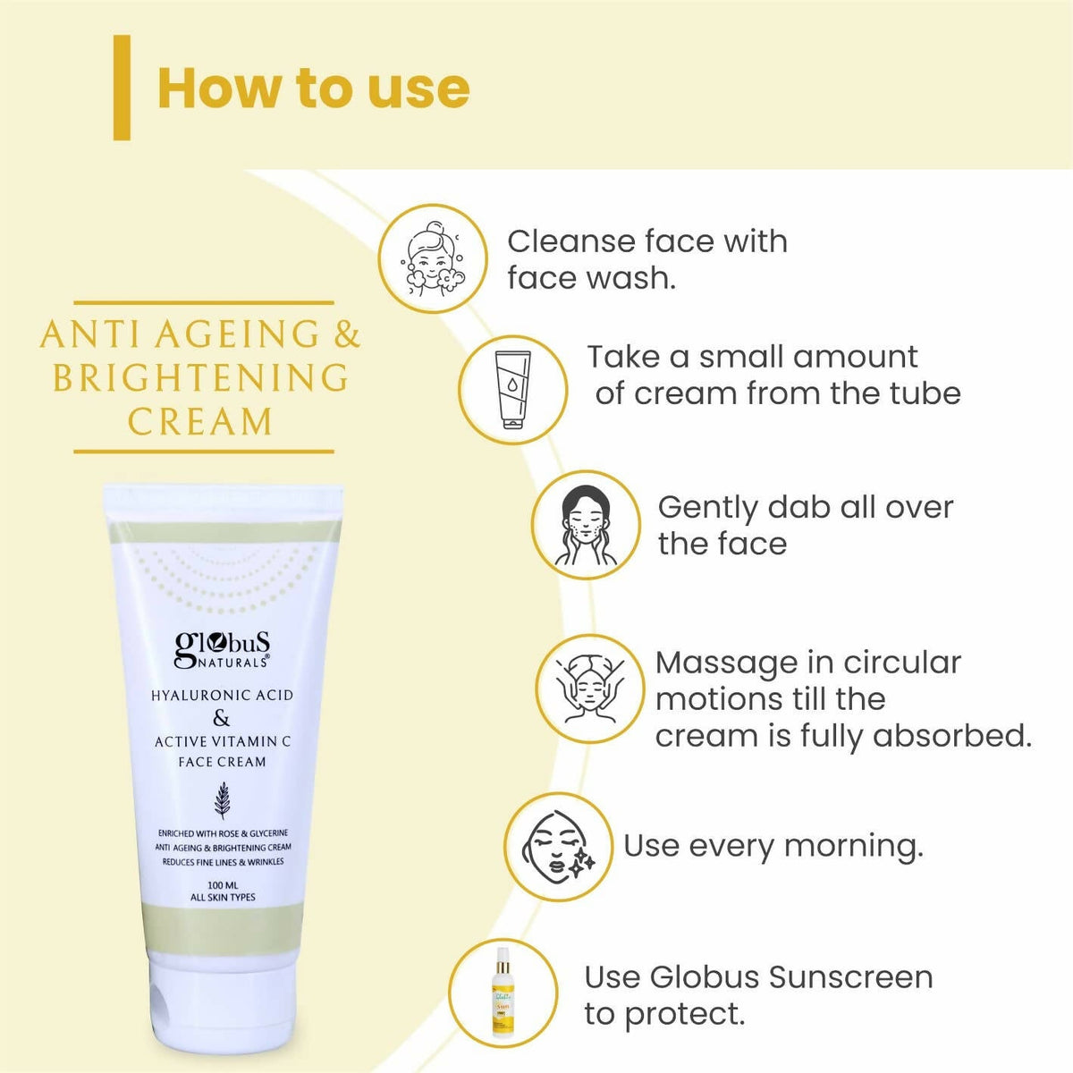 Globus Naturals Hyaluronic Acid & Vitamin C Anti Ageing Face Cream