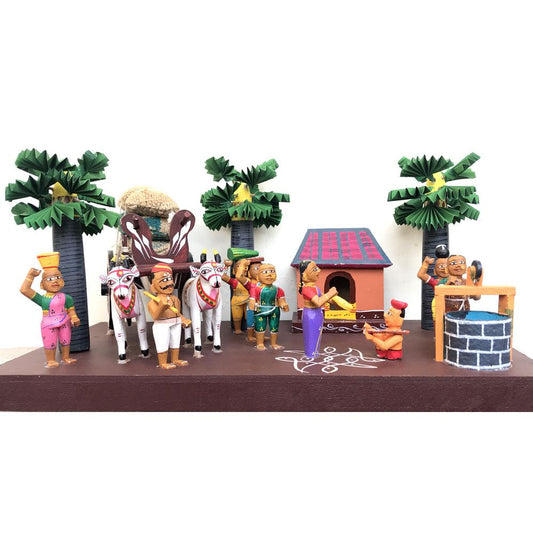Wooden Village Set - Kondapalli Collection - PUSHMYCART