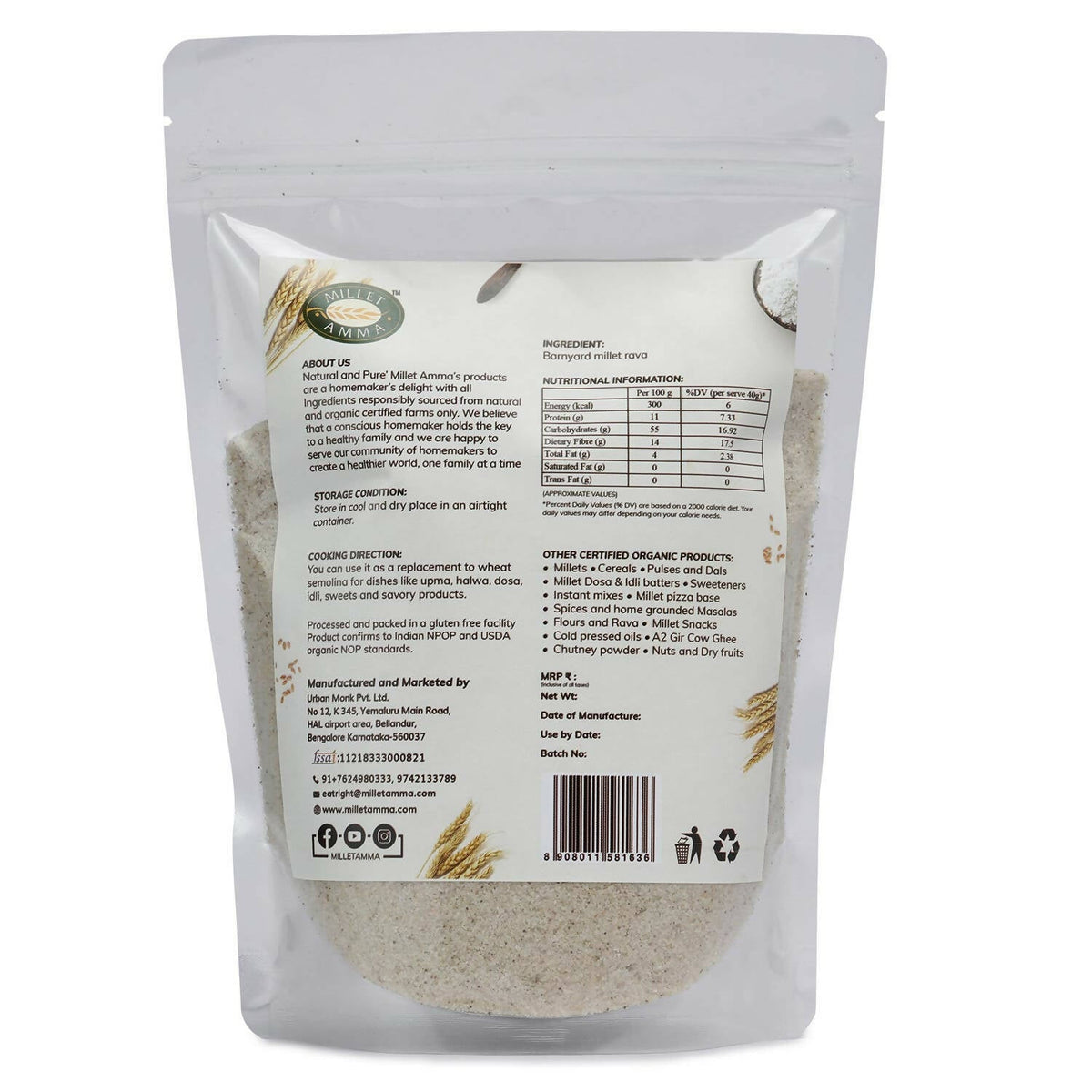 Millet Amma Barnyard Millet Rava (Suji)