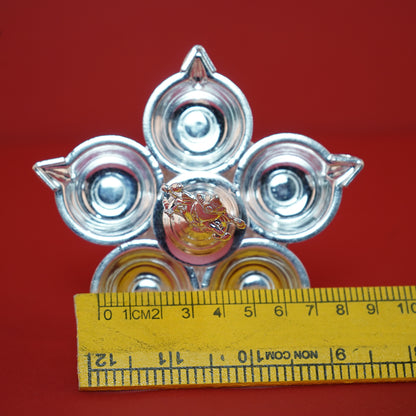 Pure Silver Ganesh Design Panchamukhi Diya 93g