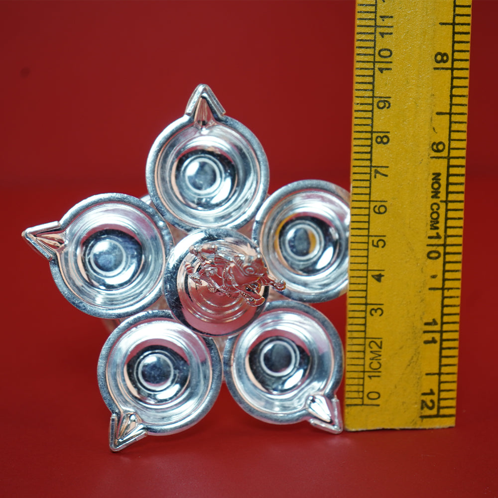 Pure Silver Ganesh Design Panchamukhi Diya 93g