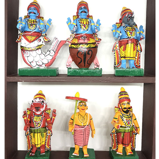 Dashavataralu Lord Vishnu Wooden Set - Kondapalli Toys - PUSHMYCART