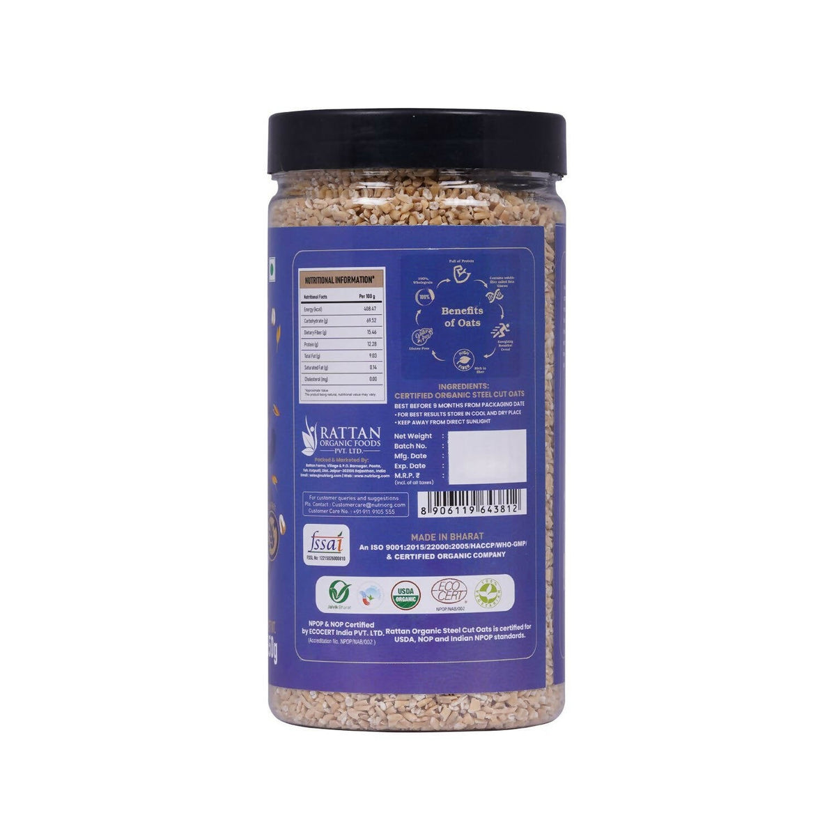 Nutriorg Certified Organic Steelcut Oats