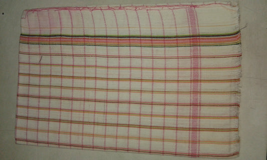 Khadi Towel With Pink Stripes - PUSHMYCART