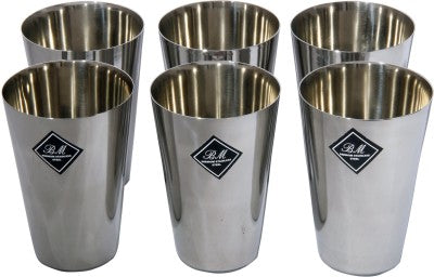 Plain Steel Cup  Set Of 6 - PUSHMYCART