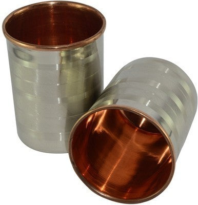 Steel Quoted Copper Cup Set Of  2 - PUSHMYCART