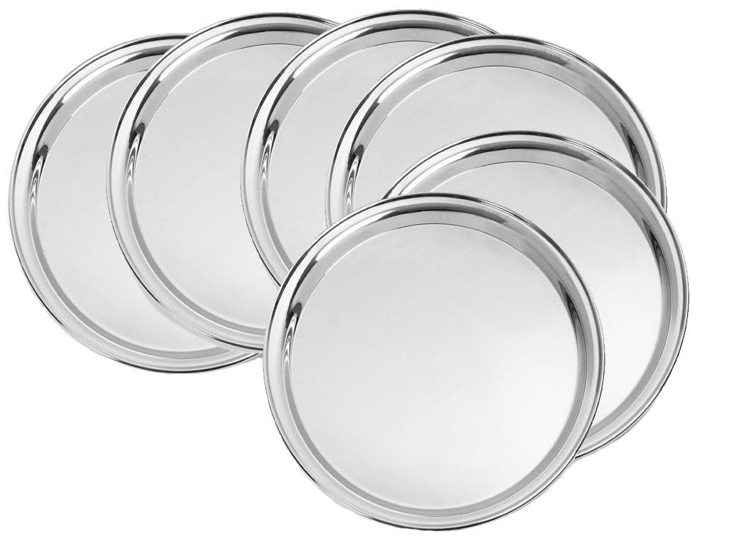 Stainless Dinner Plates Set Of 6 Pcs - PUSHMYCART