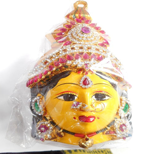 Lakshmi Devi Mukha Vada/ Devi Face/ Lakshmi Mask White And Pink Stones.Height:19cm,Width:9cm. - 500gms - PUSHMYCART