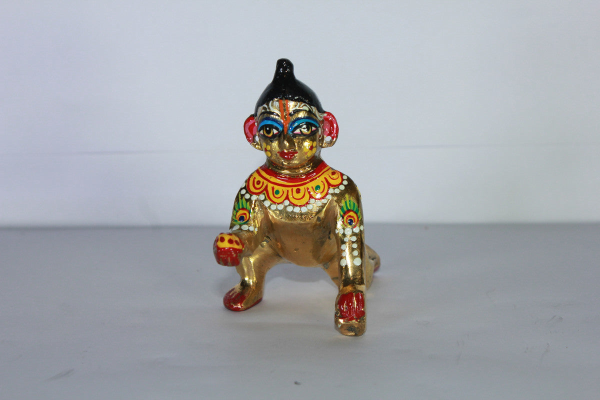 Brass Painted Laddu Gopal Statue Idol 204g