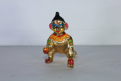 Brass Painted Laddu Gopal Statue Idol 204g