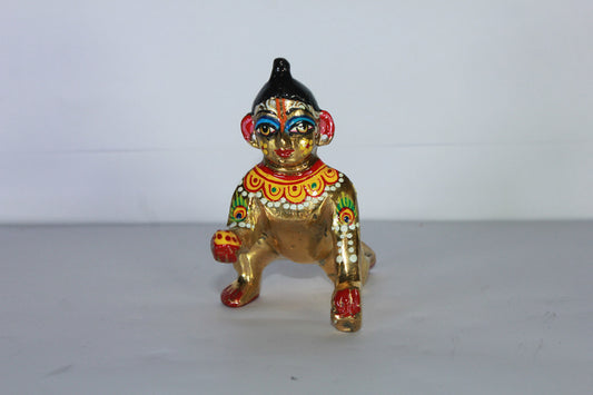 Brass Painted Laddu Gopal Statue Idol 204g
