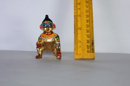 Brass Painted Laddu Gopal Statue Idol 204g