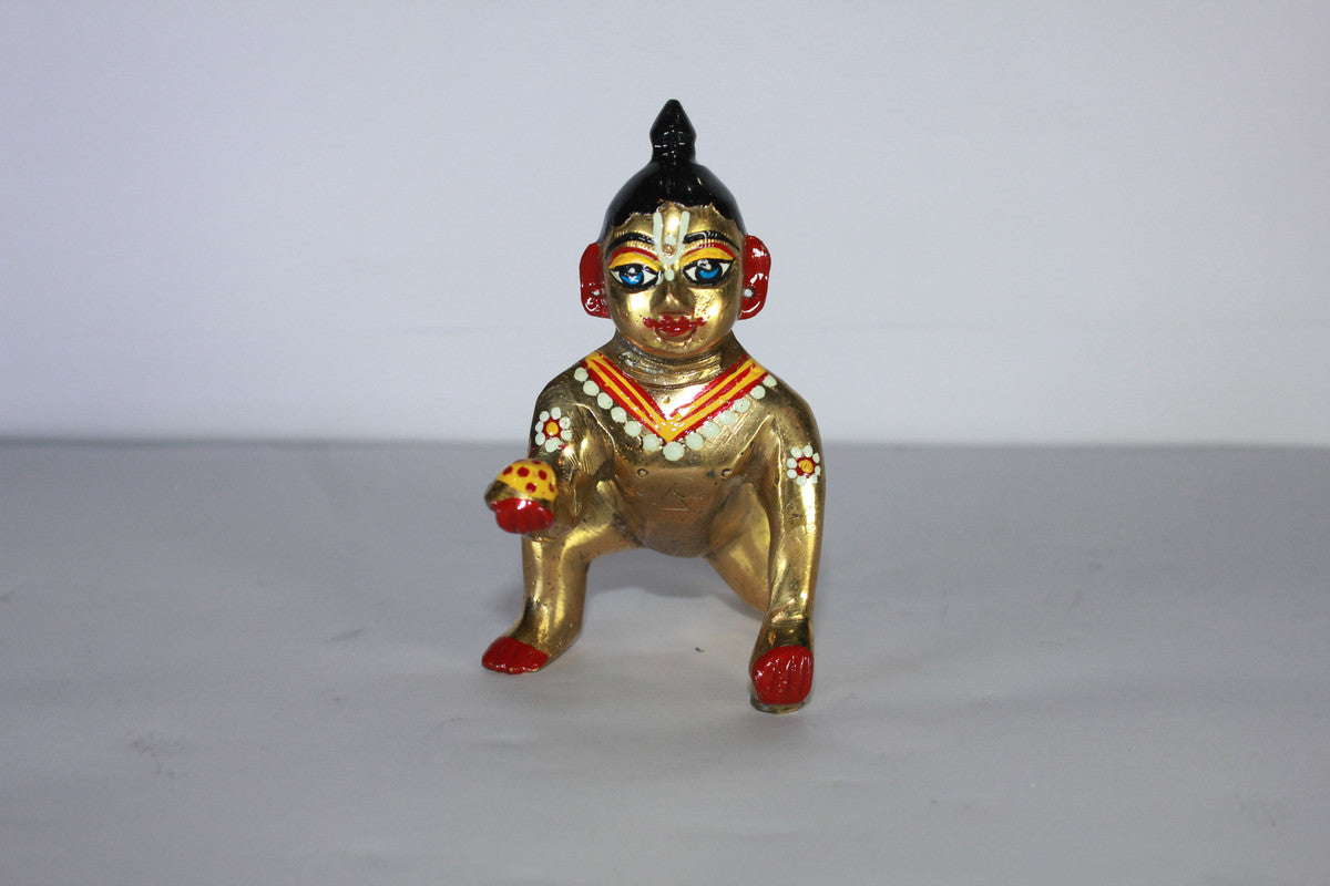 Brass Painted Laddu Gopal Statue Idol 271g