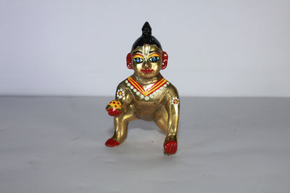 Brass Painted Laddu Gopal Statue Idol 271g