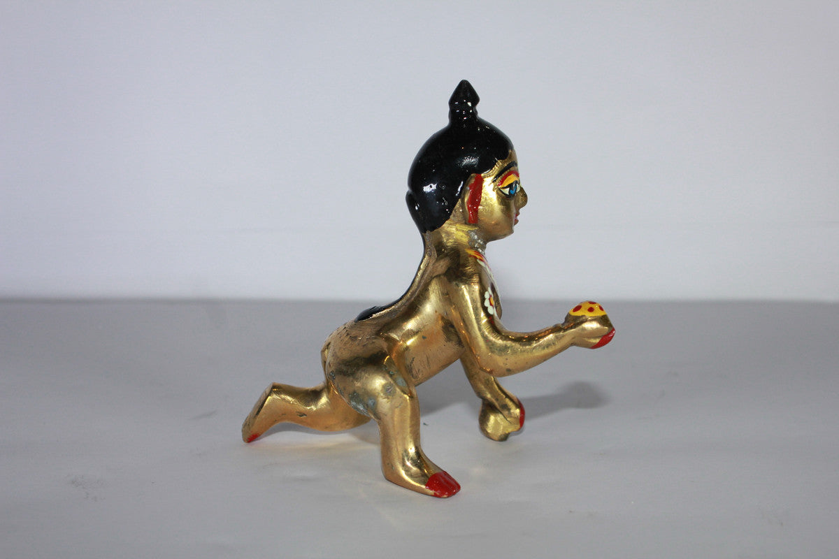 Brass Painted Laddu Gopal Statue Idol 271g