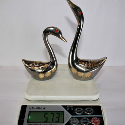 Brass Showpiece Duck Pair Statue 573g