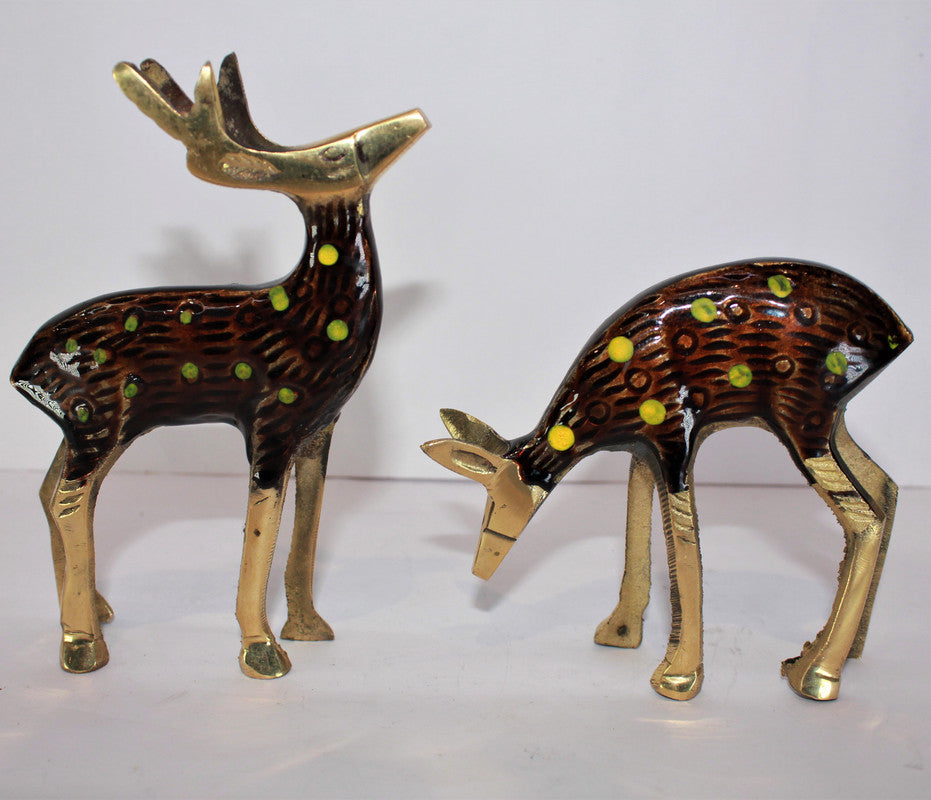 Brass Pair Deer Showpiece Statue 353g