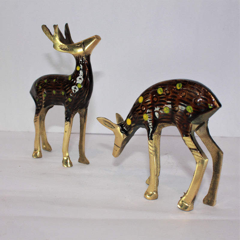 Brass Pair Deer Showpiece Statue 353g