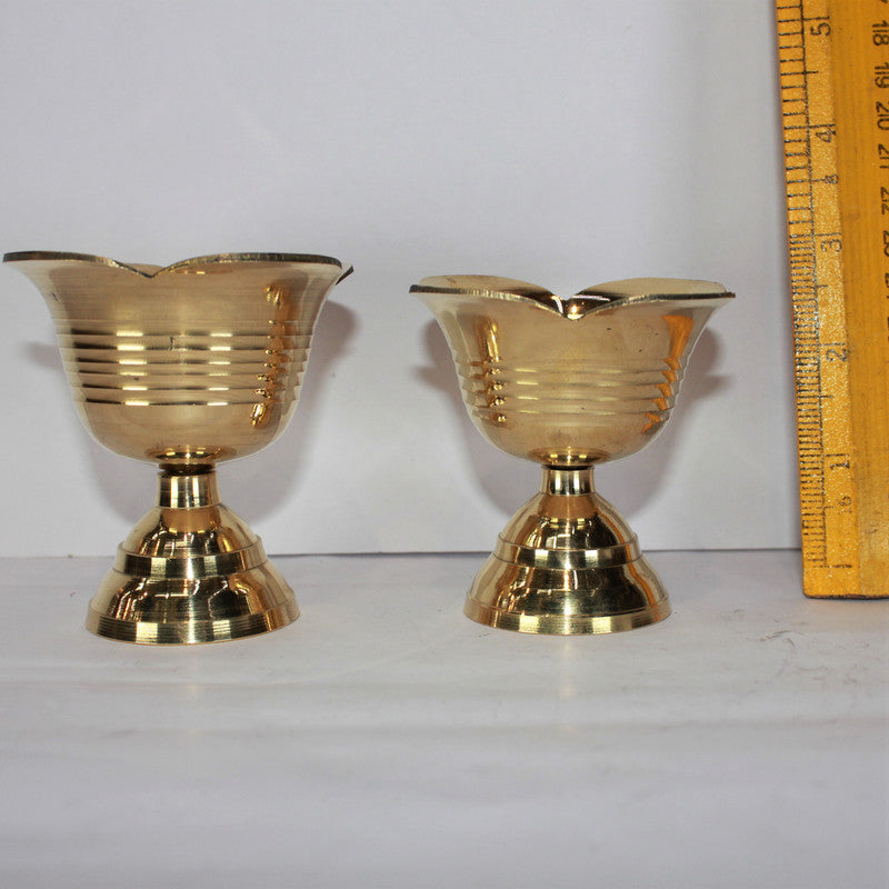 Brass Flower Design Pair Diya 164g