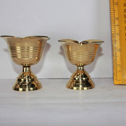 Brass Flower Design Pair Diya 164g