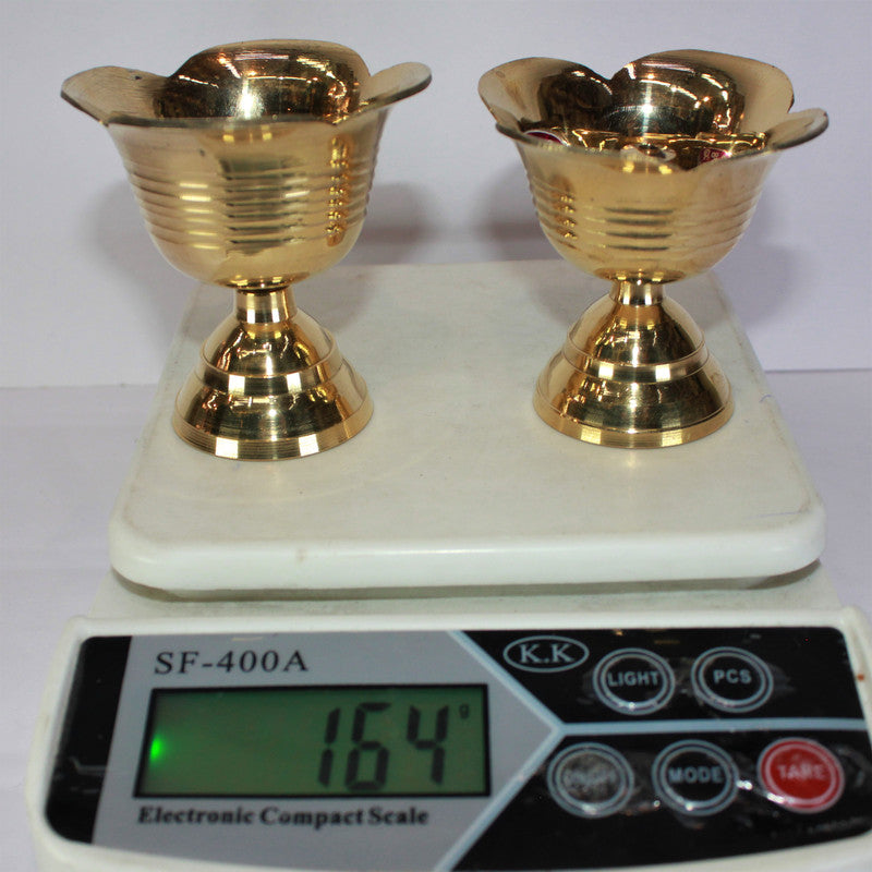 Brass Flower Design Pair Diya 164g