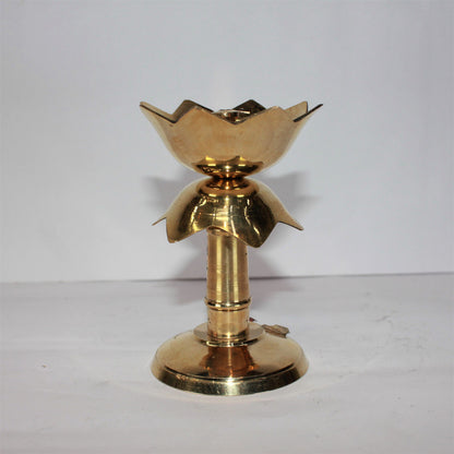 Brass Lotus Shape Pillar Stand Diya 142g