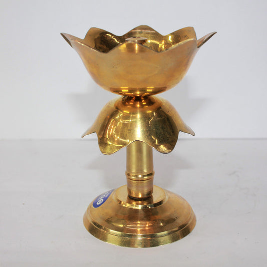 Brass Lotus Shape Pillar Stand Diya 163g