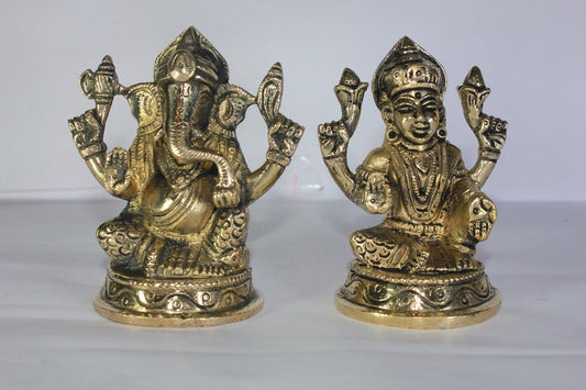 Brass Laxmi Ganesh Statue 1059g