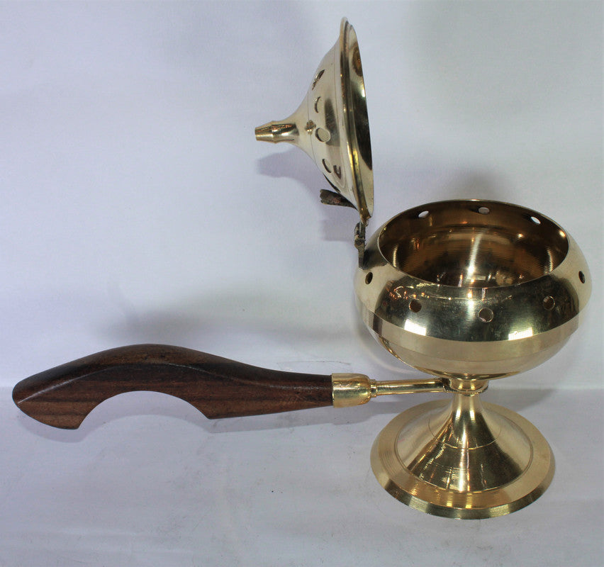 Brass Dhuna Dhoop Dani with Handle 323g