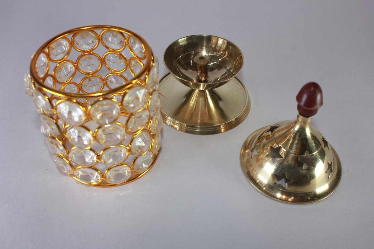 Brass Crystal Akhand Jyoti Diya 203g