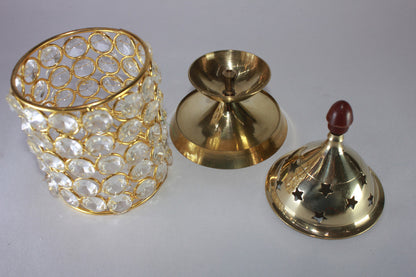 Brass Crystal Akhand Jyoti Diya 292g