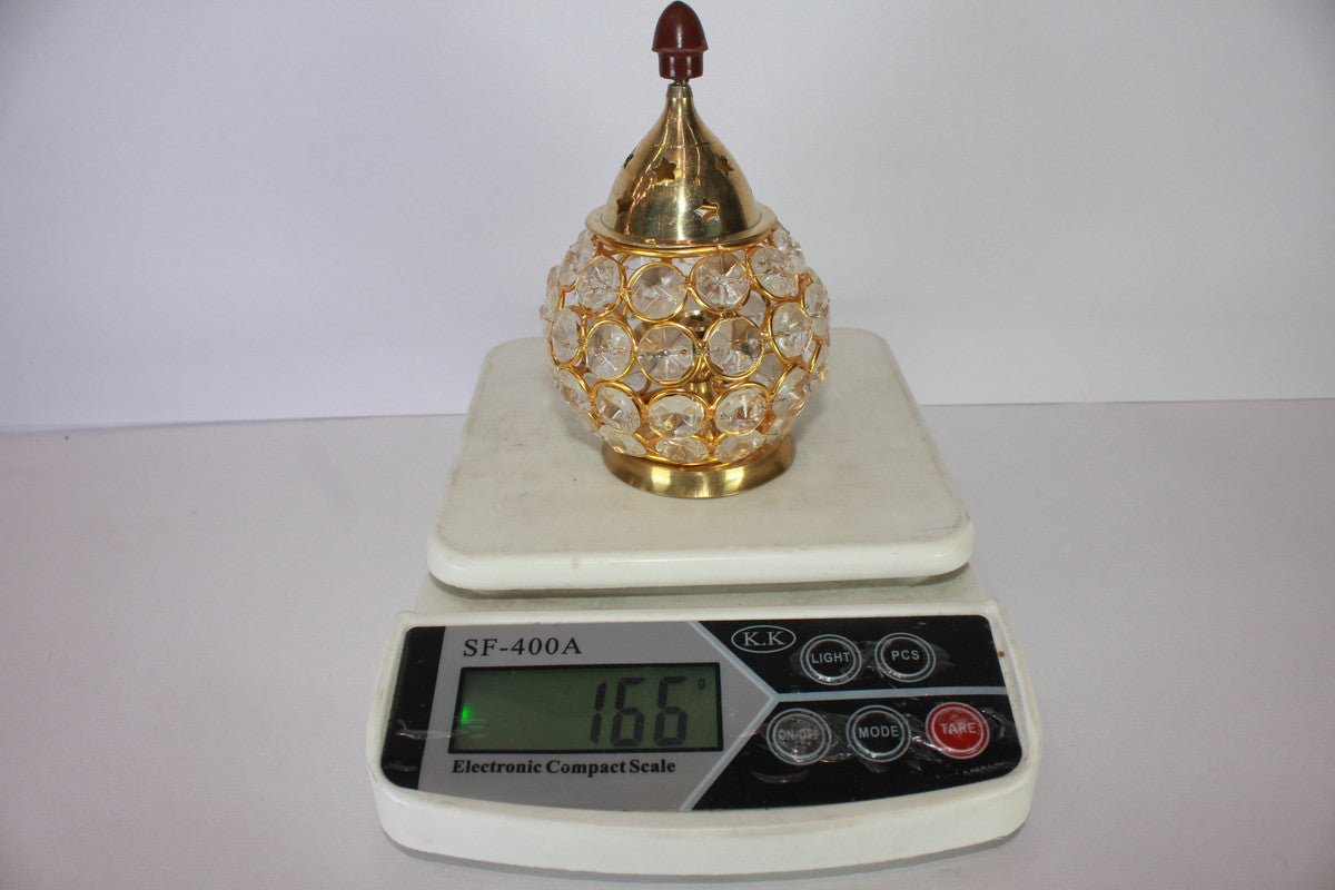 Brass Crystal Akhand Jyoti Diya 166g