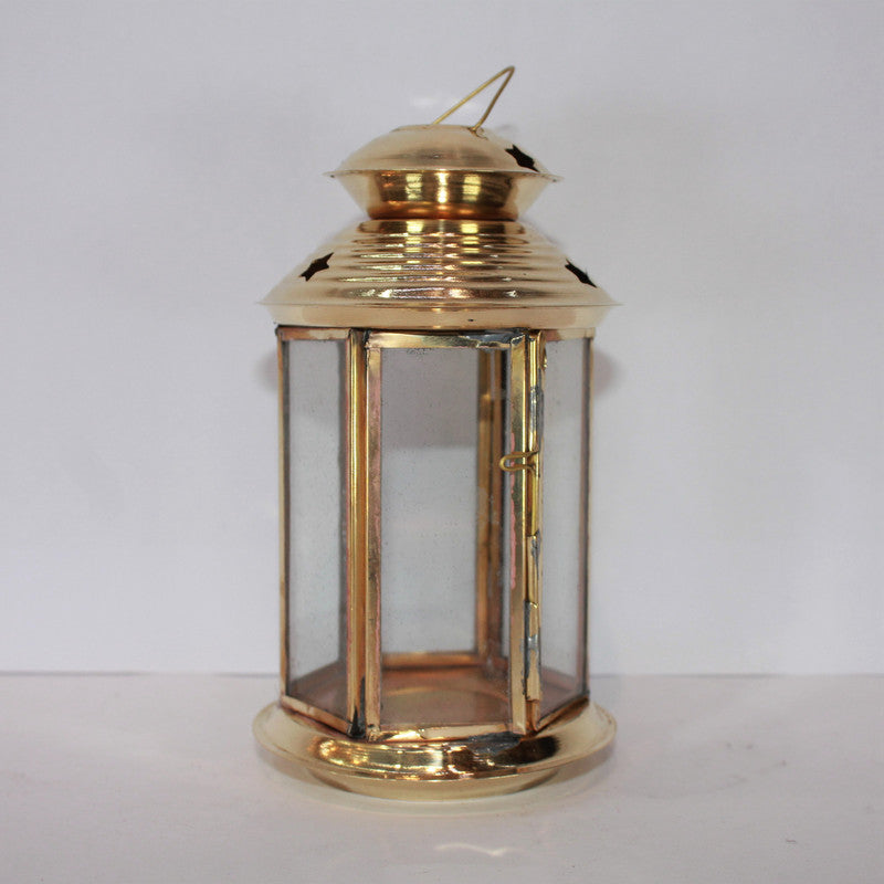 Brass Akhand Glass Jyoti Diya Stand 113g