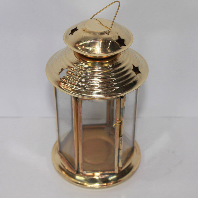 Brass Akhand Glass Jyoti Diya Stand 113g