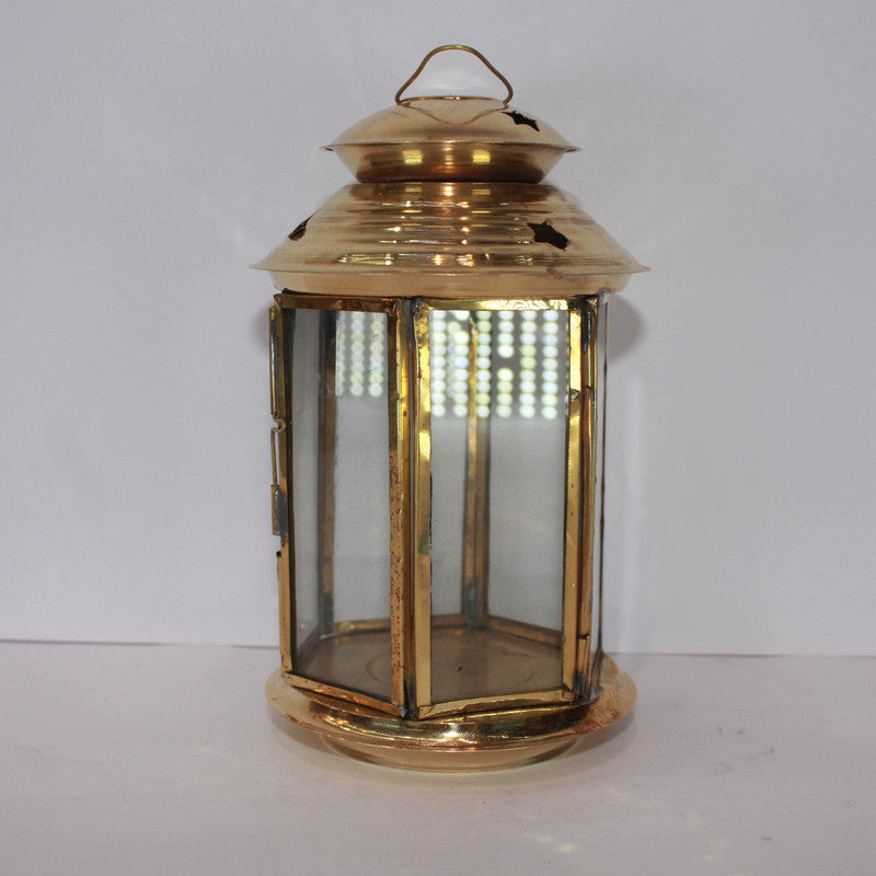 Brass Akhand Glass Jyoti Diya Stand 113g