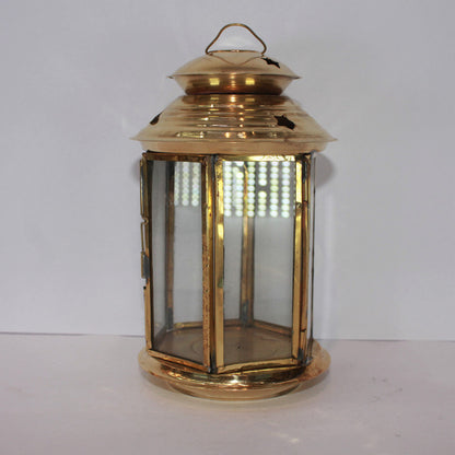 Brass Akhand Glass Jyoti Diya Stand 113g