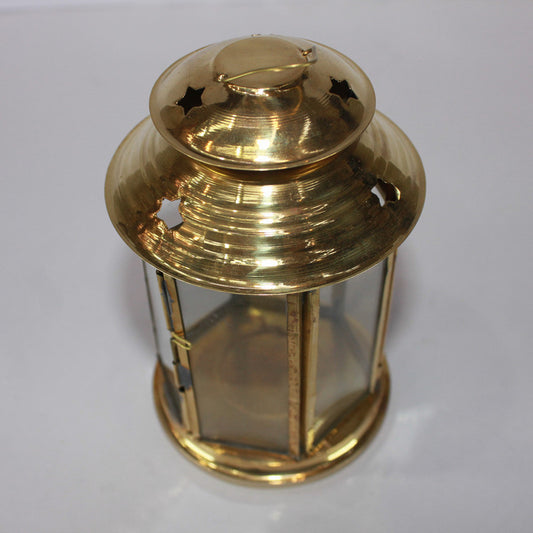 Brass Akhand Glass Jyoti Diya Stand 141g