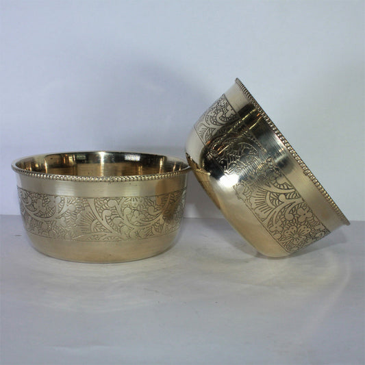 Brass Flower Design Bowl Katori Set of 2 193g