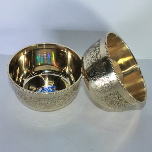 Brass Flower Design Bowl Katori Set of 2 193g