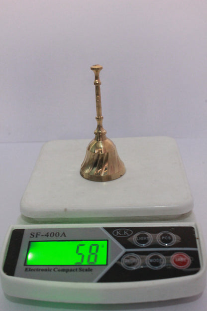 Brass Pooja Bell with Beautiful Handle 58gm - PUSHMYCART