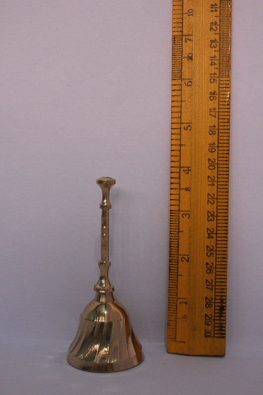 Brass Pooja Bell with Beautiful Handle 58gm - PUSHMYCART