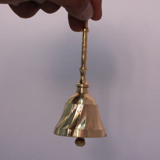 Brass Pooja Bell with Beautiful Handle 58gm - PUSHMYCART
