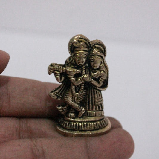 Brass Showpiece Radha Krishna Idol Statue 54gm - PUSHMYCART