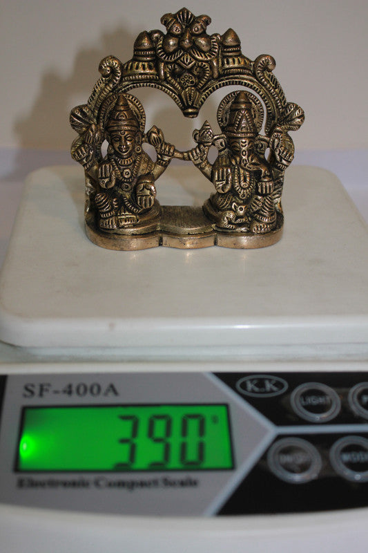 Brass Ganesh & Laxmi Statue 390g - PUSHMYCART