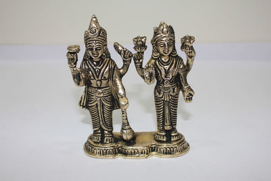 Brass Vishnu Laxmi God Idol Statue 486g